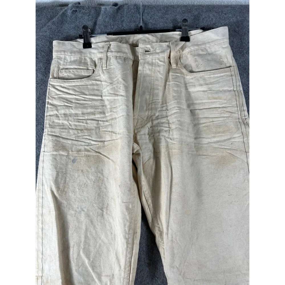 Public School New York Canvas Pants Men 32 Cream Off-White Straight Leg Workwear